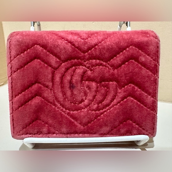 Gucci Pink Velvet Small Love GG Marmont Wallet w/box and dustbag - Picture 3 of 13